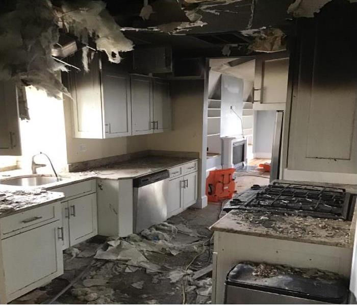 debris in kitchen from fire