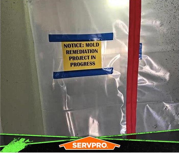 notice sign, containment, mold remediation